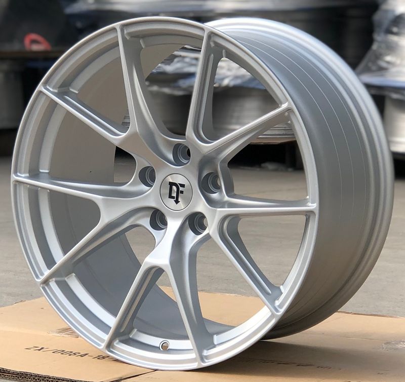 (2) 19x10 & (2) 19x11 Satin Silver DF5V Wheels (Mustang) Staggered (2) 19x10 & (2) 19x11 Satin Silver DF5V Wheels (Mustang) Staggered