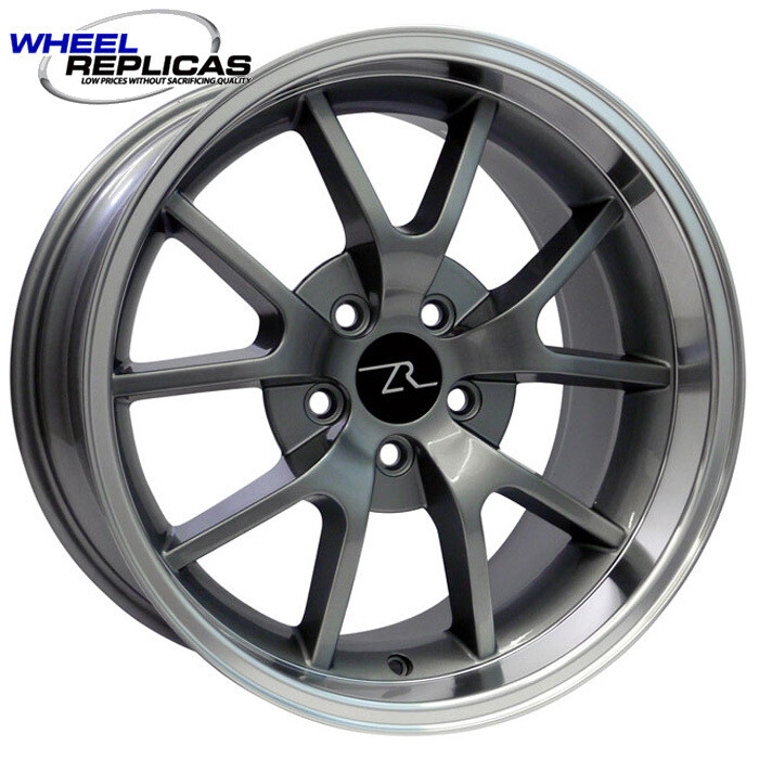 STAGGERED 18x9 &amp; 18x10 Anthracite w/Mirror Lip FR500 Style Replica Wheel SET