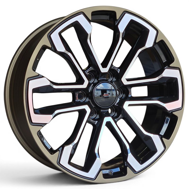 (4) 22x9 CV69 Style Replica, Gloss Black, Machined Face, Bronze Trim