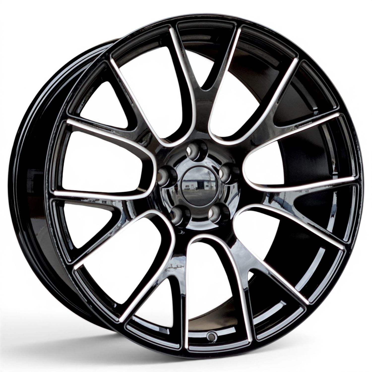 (4) 20x9.5 Gloss Black &amp; Milled Hellcat 'Y' Style Wheels - SET