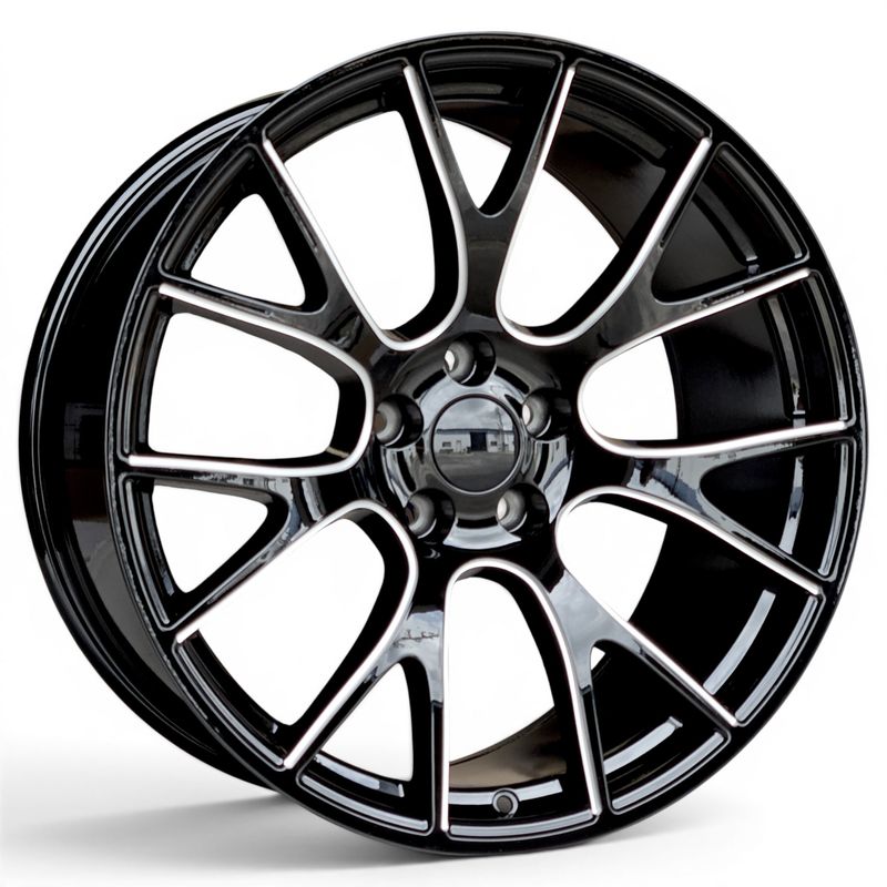 (4) 20x9.5 Gloss Black &amp; Milled Hellcat 'Y' Style Wheels - SET