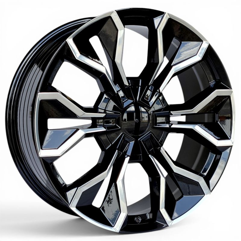(4) 22x9 GM EV Style Replica, Gloss Black, Polished Face