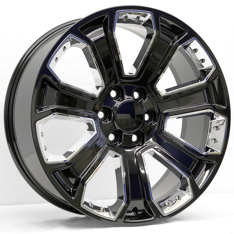 22x9 Denali Style Replica, Gloss Black with Chrome Inserts