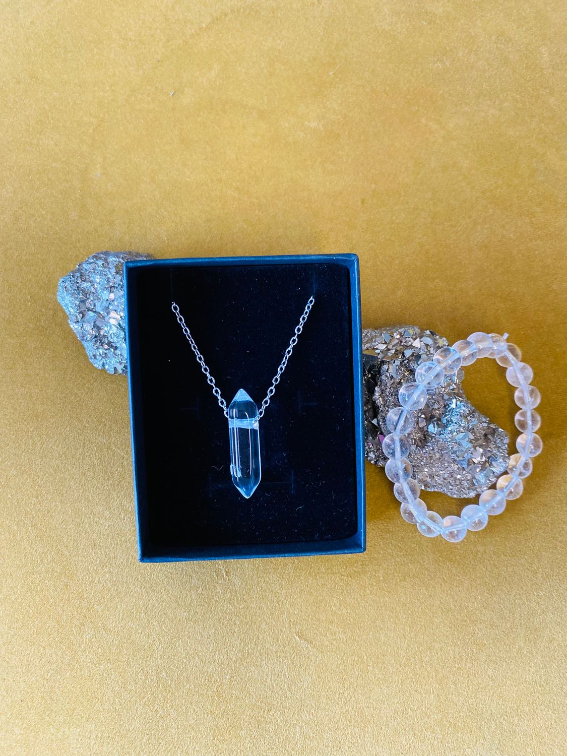 Clear Quartz Necklace and Bracelet Set