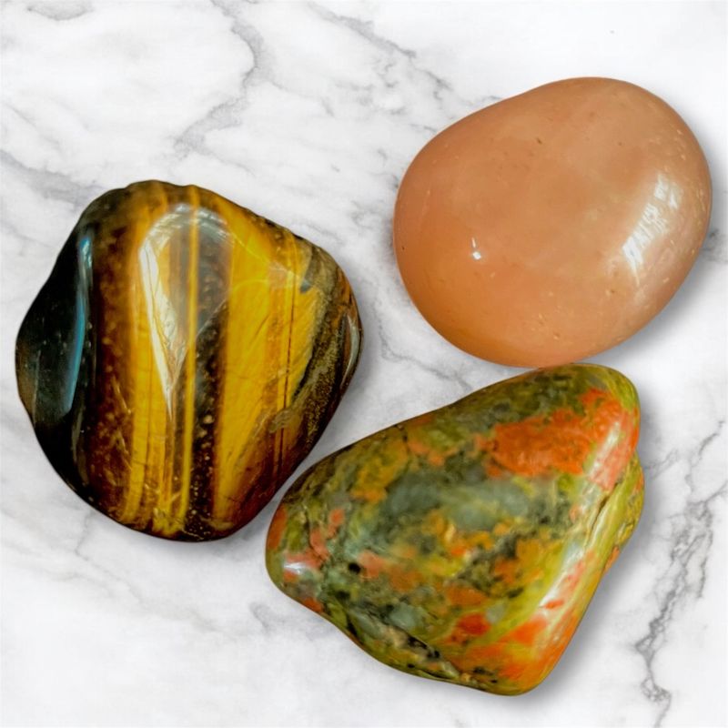 Rose, Unakite &amp; Tigers eye (deep inner work) tumbled