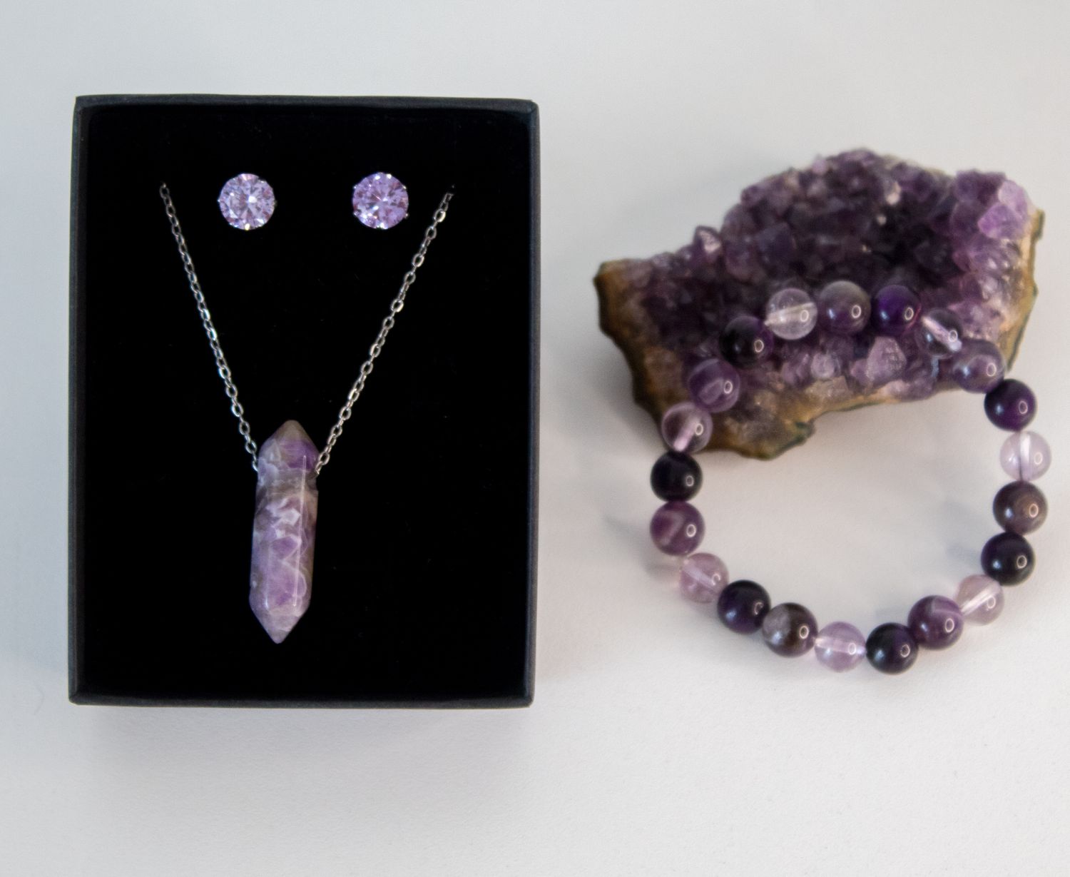 Amethyst Set Earrings, Necklace and Bracelet