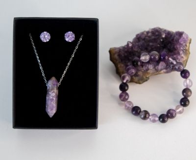 Amethyst Set Earrings, Necklace and Bracelet