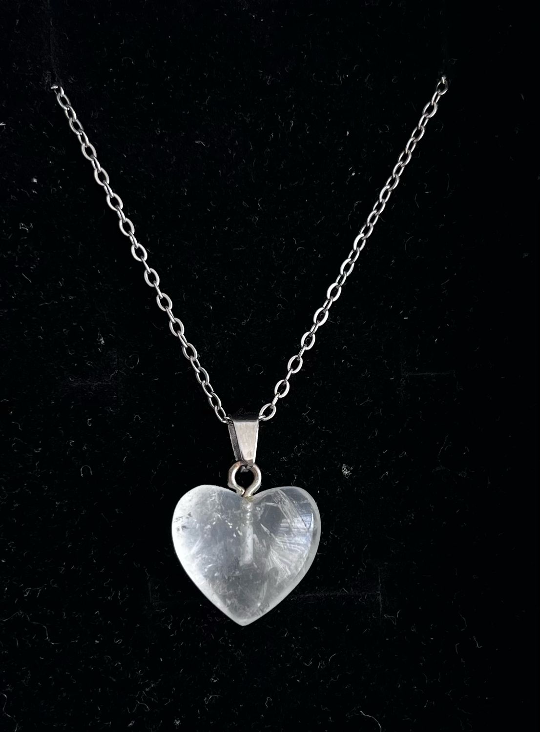Clear Quartz heart             [Stainless steel]