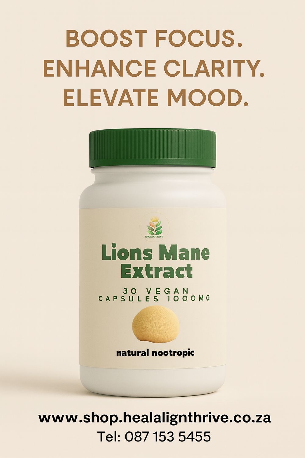 Lion’s Mane Pure Extract 30s – 1000mg | Natural Nootropic for Brain Health &amp; Mental Clarity