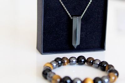 VIKA! Protection Set, Obsidian, Tiger’s Eye and Hematite Bracelet 8mm with Hematite Necklace