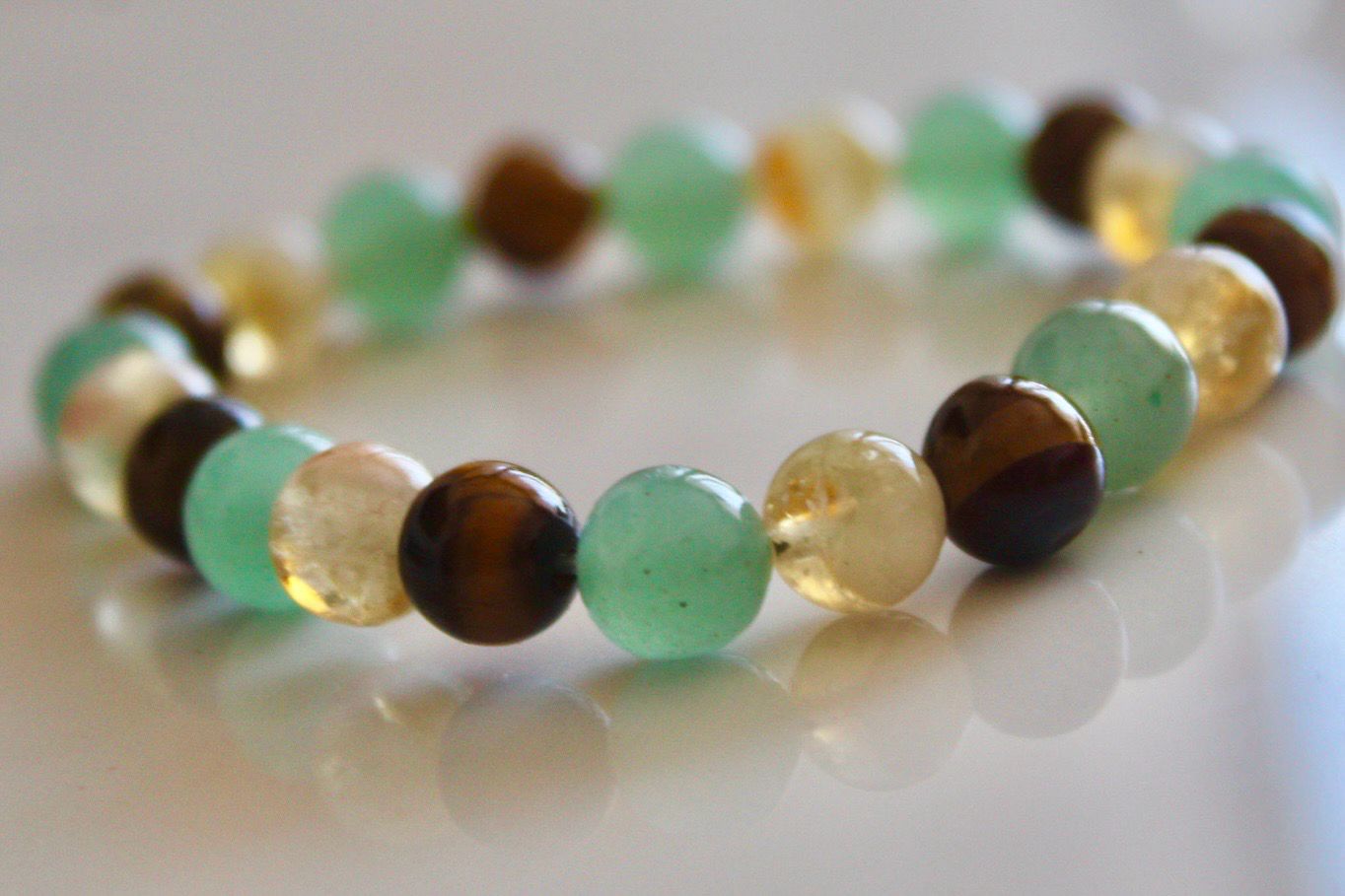 Makwande Bracelet – Abundance Flow Trio (Citrine, Tiger’s Eye &amp; Green Aventurine)