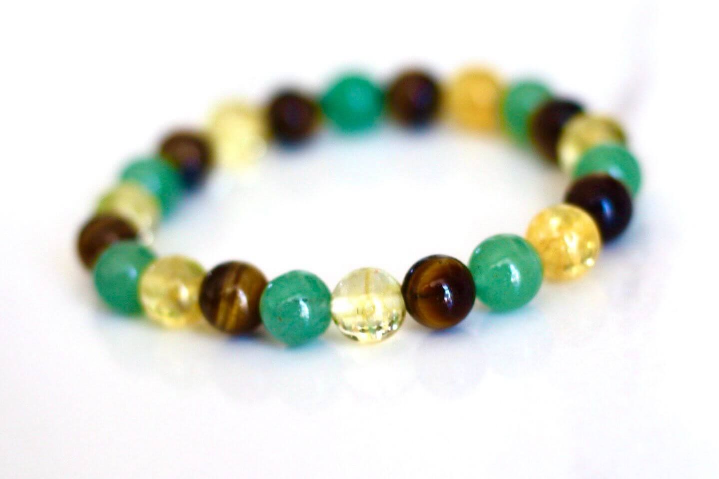 Makwande Bracelet – Abundance Flow Trio (Citrine, Tiger’s Eye &amp; Green Aventurine)