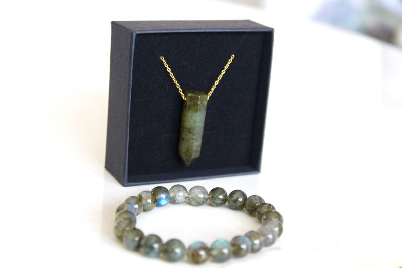 Labradorite Set [ Stainless Steel 9ct Gold plated ]
