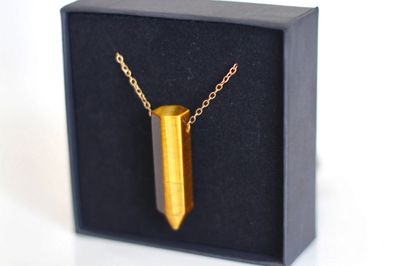 Sbindi! Tigers Eye Pendant Neclace [925 Silver Steling 9ct Gold Plated]