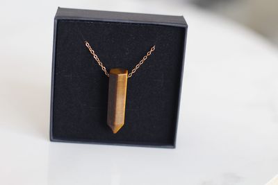 Sbindi! Tigers Eye Pendant Neclace [Stainless Steel Gold Plated]