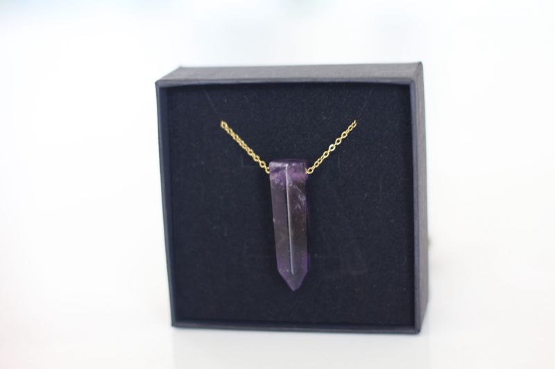 ​Amethyst Pendant Necklace for Calm &amp; Emotional Balance [925 Silver Steling 9ct Gold Plated]