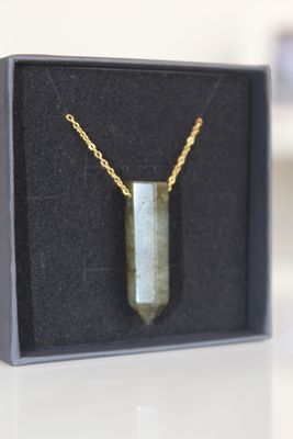 Labradorite Pendant Necklace [925 Silver sterling  9ct Gold plated]