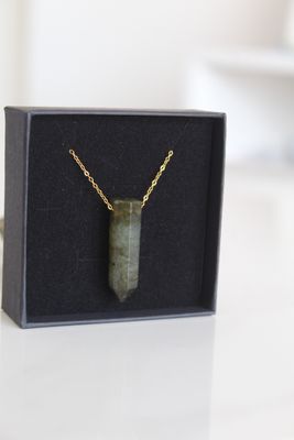 Labradorite Pendant Necklace [Stainless Steel Gold Plated]
