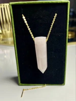 Rose Quartz Pendant [Stainless Steel Gold Plated]