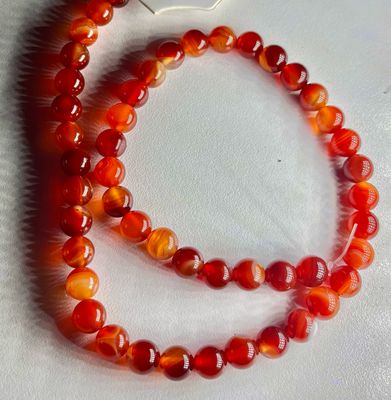 Carnelian Agate 8mm Beads Strand, +/- 48 Beads