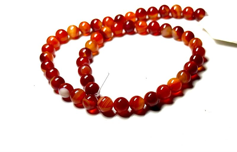 Carnelian Agate 8mm Beads Strand, +/- 48 Beads