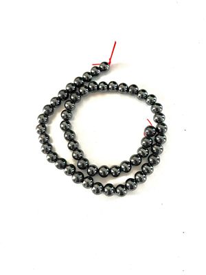 Hematite 8mm Beads Strand, +/- 48 Beads