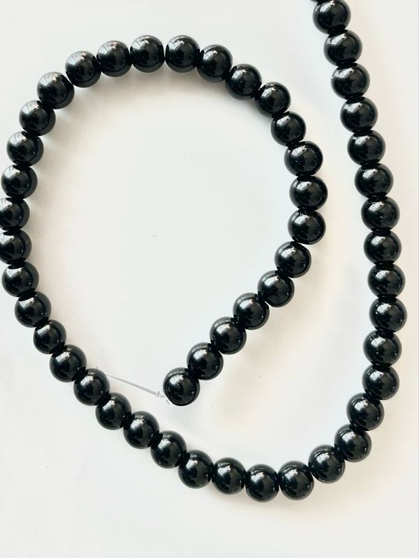 Black Obsidian 8mm Beads Strand, +/- 48 Beads