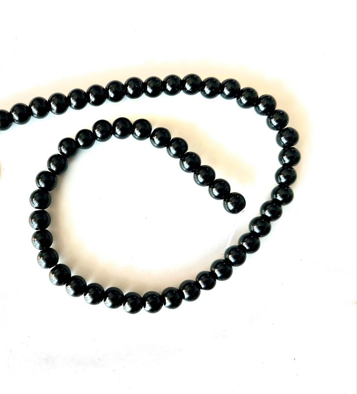 Black Obsidian 8mm Beads Strand, +/- 48 Beads