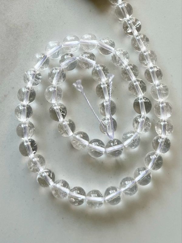 Clear Quartz 8mm Beads Strand, +/- 48 Beads