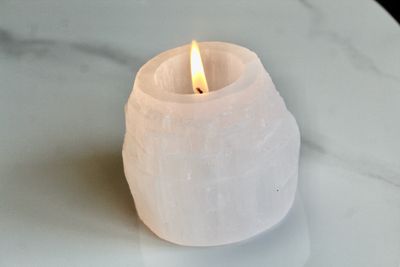 Selenite Candle Holder | Soft Light, Clarity & Calm