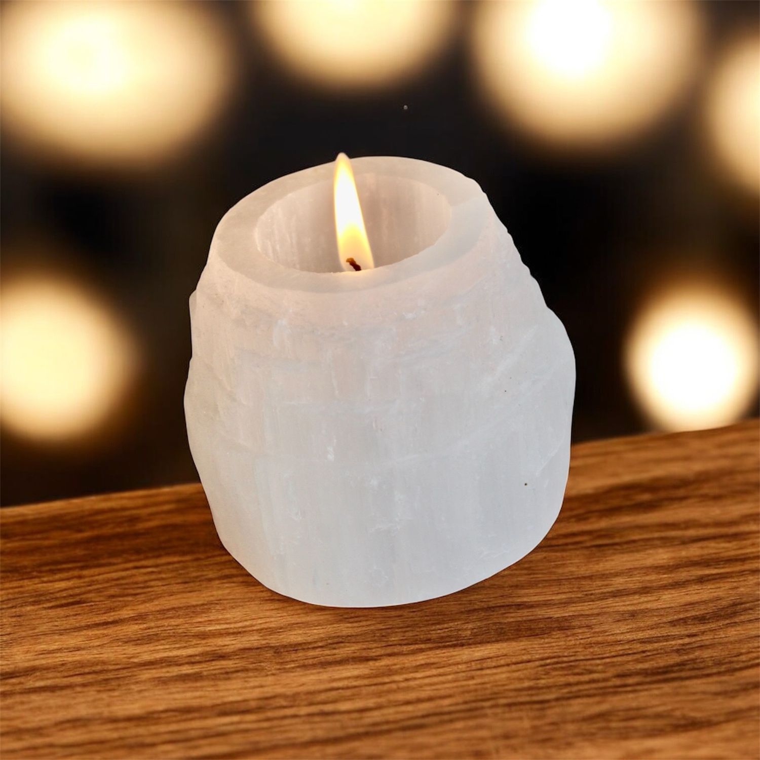 Selenite Candle Holder | Soft Light, Clarity &amp; Calm