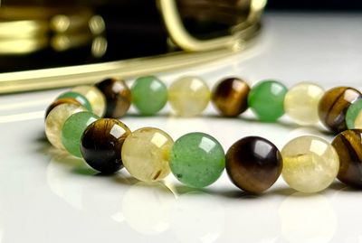 Green aventurine Necklace [Stainless Steel 9ct Gold Plated] 50cm + Makwande Bracelet + Pyrite Incense Set
