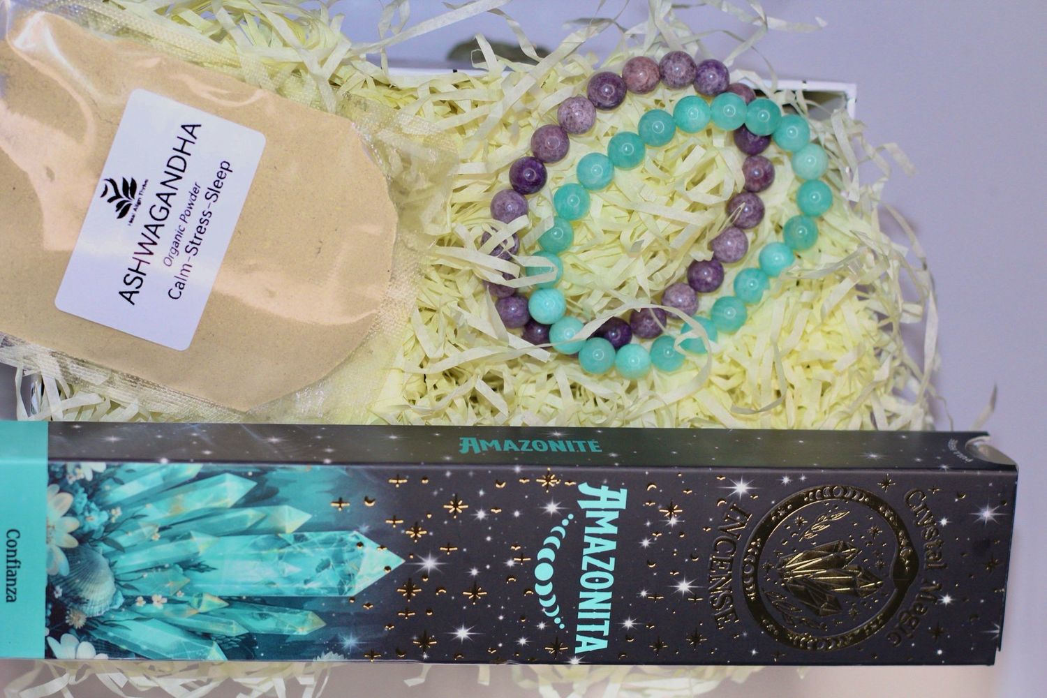 Amazonite + Lepidolite + Ashwagand+ Incense