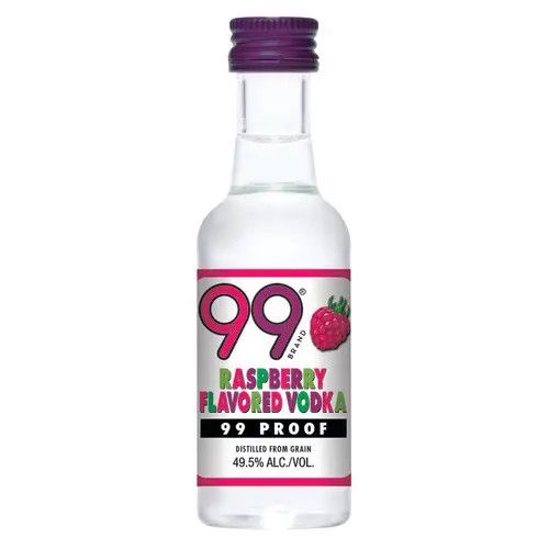 99 Raspberry Flavored Vodka 99Proof Pet 50ml