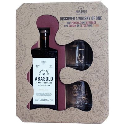 Abasolo Corn Whiskey Gift Alma De La Tierra 86 W/2 Rock Glasses 86Proof 750ml