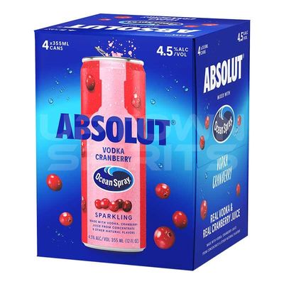 Absolut RTD Ocean Spray Vodka Cranberry 4pk 12oz Cans