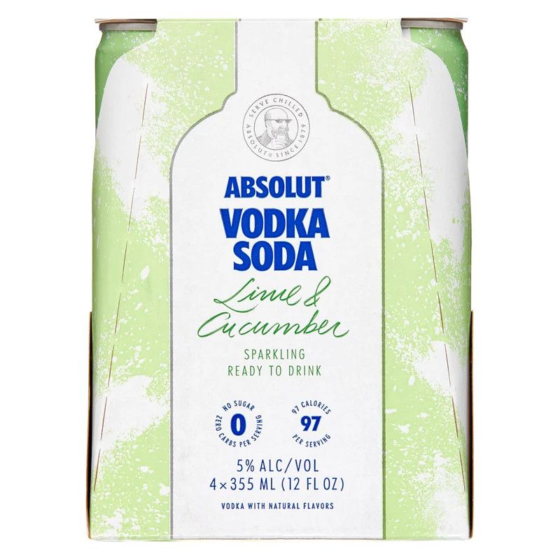 Absolut Vodka Soda Lime Cucumber 4pk 12oz Cans
