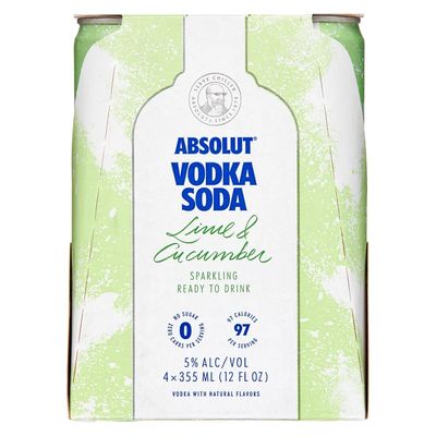 Absolut Vodka Soda Lime Cucumber 4pk 12oz Cans
