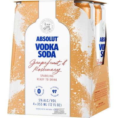 Absolut Vodka Soda Grapefruit Rosemerry 4pk 12oz Cans