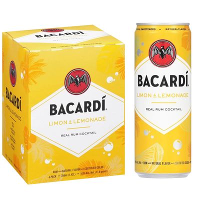 Bacardi Rtd Cocktails Limon &amp; Lemonade 11.8Proof 4pk 12oz cans