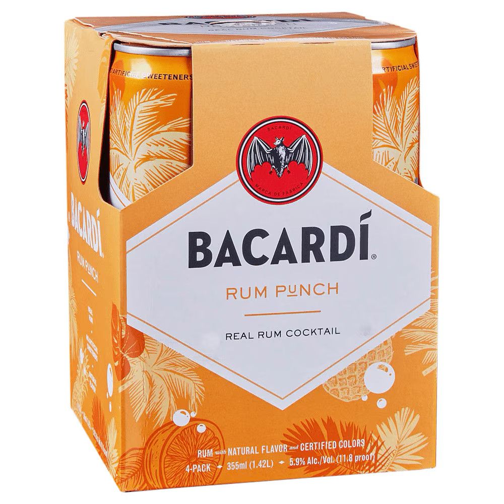 Bacardi RTD Cocktail  Rum Punch 11.8Proof 4pk 12oz Cans