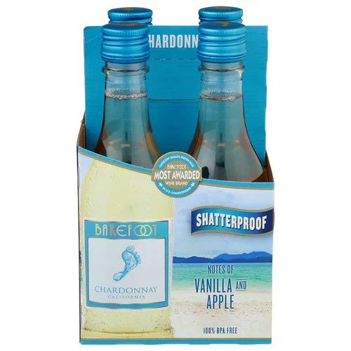 Barefoot Chardonnay Vanilla &amp; Apple Pet 4pk 187ml