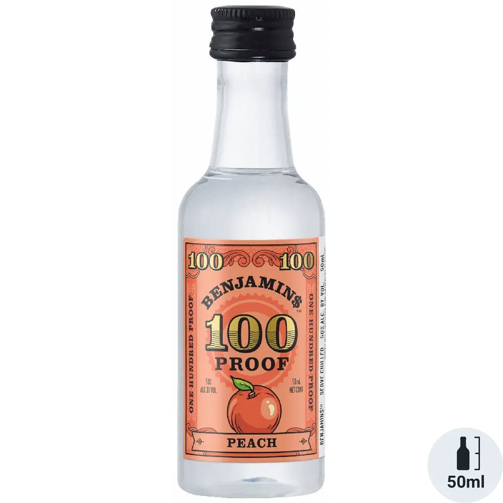 Benjamins Peach Flavored Vodka 100Proof Pet 50ml