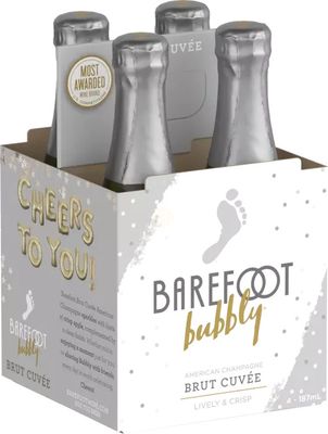 Barefoot Bubbly Brut Cuvee 4pk 187ml Bottles