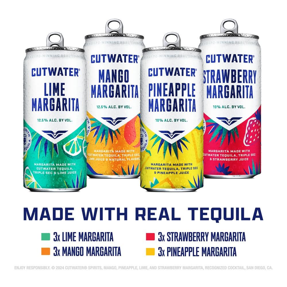 Cutwater Cocktails Tequila Pack (Lime,Mango,Pineapple,Strawberry- Margarita)