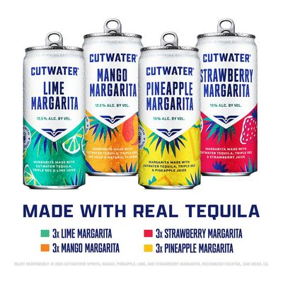 Cutwater Cocktails Tequila Pack (Lime,Mango,Pineapple,Strawberry- Margarita)
