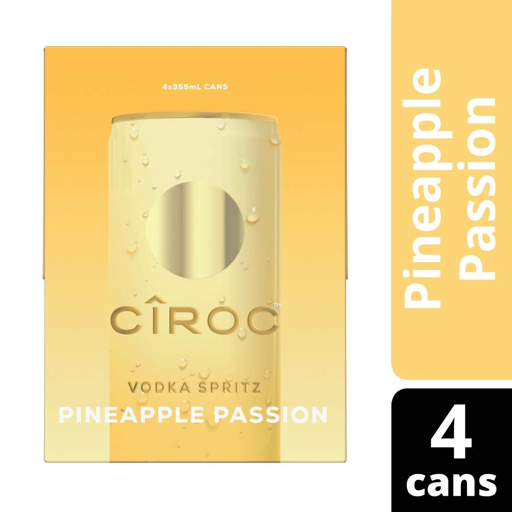 Ciroc RTD Vodka Spritz Pineapple Passion Cocktail 14Proof 4pk 12oz Cans