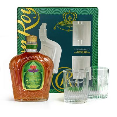 Crown Royal Apple Flavored Whisky Regal 70Proof W/Holiday Glasses 750ml