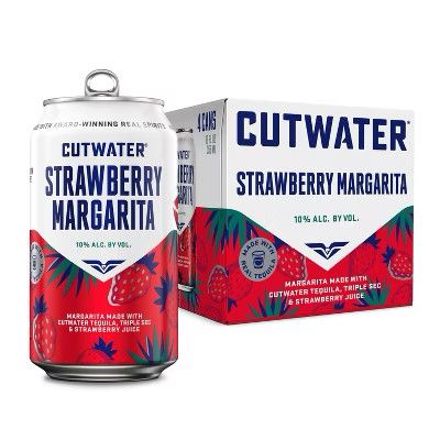 Cutwater Cocktail Strawberry Margarita 20Proof 4pk 12oz Cans