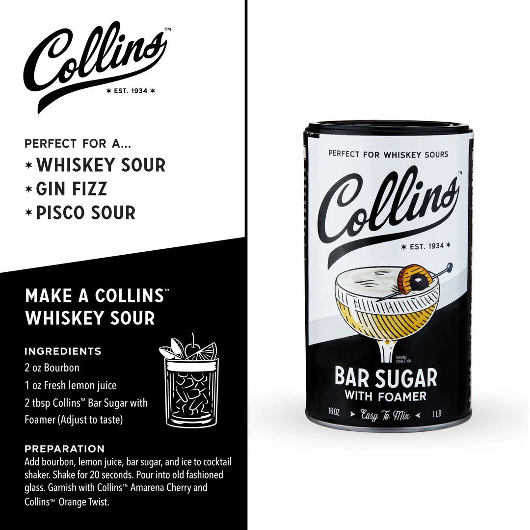 Collins Bar Sugar With Foamer 16oz